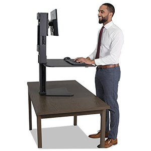 Victor DC300 High Rise Collection Adjustable Sit-Stand Desk Converter, Raises and Lowers to Transform Any Sit Down Desk Into A Stand Up Desk, Platform Rises Up to 15.5", Black