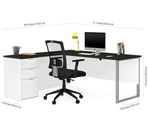 Bestar L-Shaped Desk with Pedestal - Pro-Concept Plus