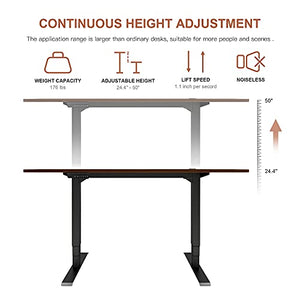 HOUSEELF Dual Motor Electric Standing Desk - 55 x 28 Inches Height Adjustable Sit Stand Computer Desk with 3 Stage Legs, Stand Writing Tables with Spacious Desktop for Office, Home, Walnut
