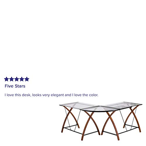 Flash Furniture Glass L-Shape Desk with Pull-Out Keyboard Tray