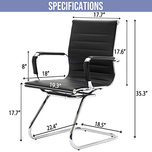Wahson Office Guest Chairs, 10 Pack - Faux Leather, Sled Base, Black