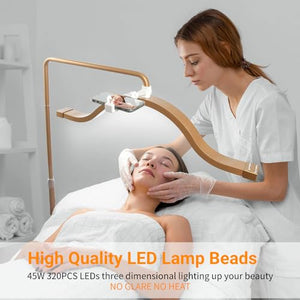 Yoidesu Half Moon LED Floor Lamp for Lash Extension, 29 Inch, 3200K-5600K, Phone Holder, Beauty Skincare Lighting