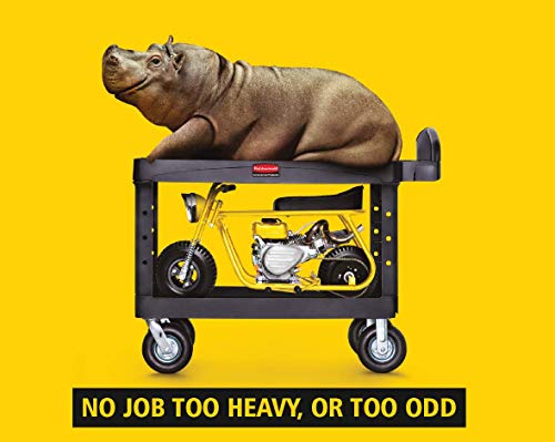 Rubbermaid Commercial Products 2-Shelf Utility Cart, Medium, Pneumatic Casters, 500 lbs. Capacity