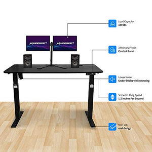 MAIDeSITe Electric Height Adjustable Standing Desk,55''x28''Home Office Desk,Wood Modern Furniture for Living Room, Décor, Display (Black)