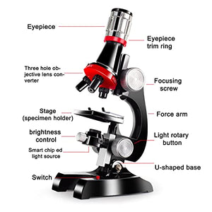 Scientific Educational Microscope for Kids - Newest Upgrade 100 + 400 + 1200 Times HD Beginner Experiment Educational Toys Cultivate Scientific Talent Child Student Boy Girl Best Gift