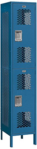 Salsbury Industries 82168BL-U Double Tier 15-Inch Wide 6-Feet High 18-Inch Deep Unassembled Extra Wide Vented Metal Locker, Blue