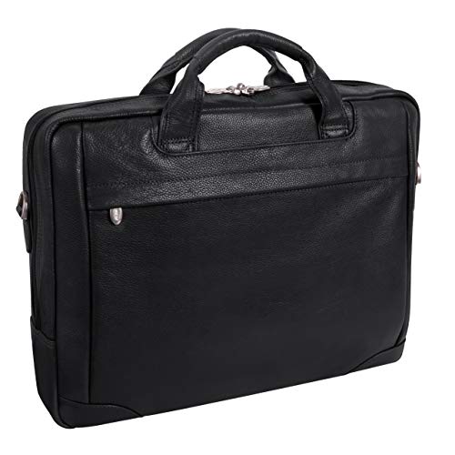 McKleinUSA S Series, Bridgeport, Pebble Grain Calfskin Leather, 17" Large Leather Laptop & Tablet Briefcase, Black (15475)