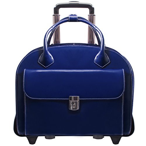 McKleinUSA Glen Ellyn 94367 W Series Italian Leather Detachable-Wheeled Ladies Briefcase (Navy)