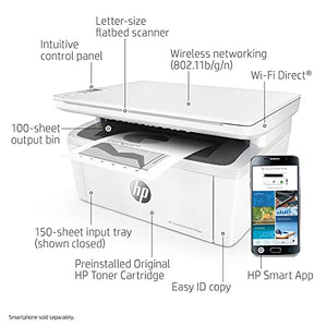 HP Laserjet Pro MFP M29W G All-in-One Wireless Monochrome Laser Printer for Home Business Office, White - Print Scan Copy - 19 ppm, 600 x 600 dpi, 8.5 x 11.69 Print Size, 1.0" Icon LCD Display