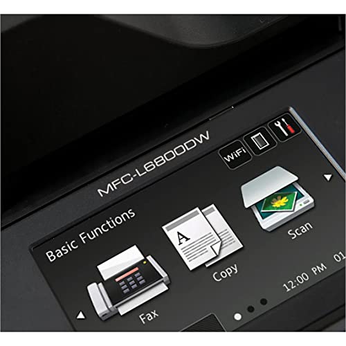 Brother MFC All-in-One Wireless Monochrome Laser Printer, Black- Print Copy Scan Fax - 48 ppm, 1200 x 1200 dpi, 4.85" LCD, NFC, 512MB Memory, Auto Duplex Printing, 80-Sheet ADF, Printer Cable