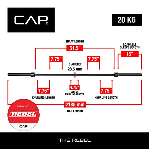 CAP Barbell The Rebel Heavy Duty Power Olympic Bar for Weightlifting