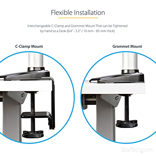 StarTech.com Desk Mount Laptop Arm - Full Motion Articulating Arm for Laptop or Single 34" Monitor - VESA Mount Laptop Tray Bracket - Ergonomic Adjustable Notebook Stand - Desk-Clamp (ARMUNONB1)