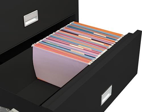 PHOENIX SAFE INTERNATIONAL LLC Fireproof 4-Drawer Lateral File Cabinet, 38 inch, Key Lock, Water Seal, Black