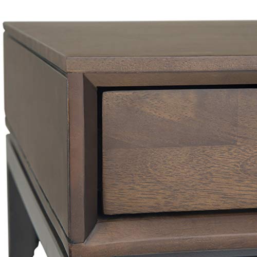 Simpli Home AXCBAN-09 Banting Solid Hardwood Modern Industrial 60 inch Wide Desk in Walnut Brown
