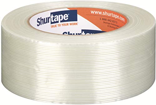 Shurtape GS 490 Economy Grade, Light Duty Fiberglass Reinforced Strapping Tape, 55m Length x 48mm Width per Roll, White, 1 Case of 24 Rolls