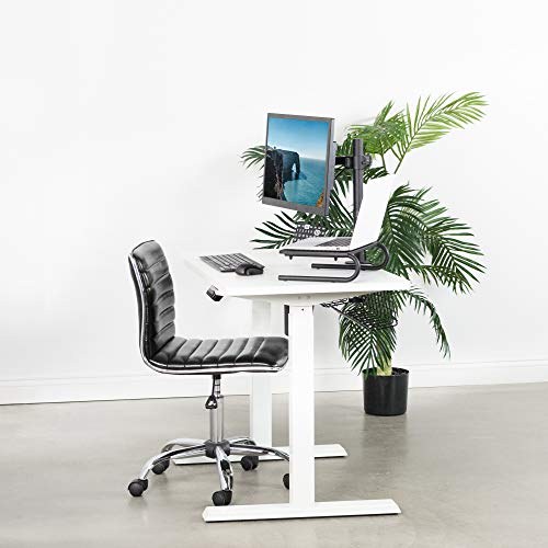 VIVO Electric Height Adjustable 43 x 24 inch Stand Up Desk, White Solid One-Piece Table Top, White Frame, Standing Workstation with Push Button Controller, DESK-KIT-E5W4W