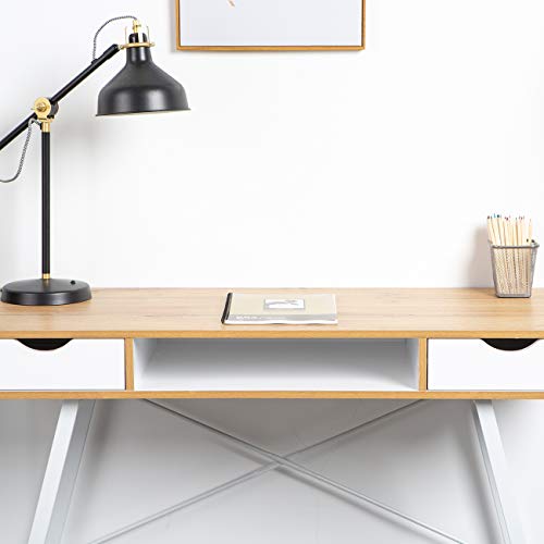 SDHYL 47 inches Home Office Desk Computer Desk with Drawers Workstation for Bedroom Drawing Table Office Table, S7-GCBG1019-US-N