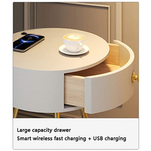 VejiA Floor Lamp with End Table, USB Charging Port, and Wireless Charger - Nordic Bedside Nightstand Lighting