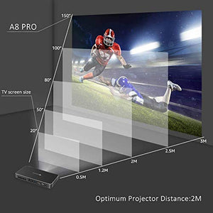 WOWOTO A8 Pro Mini Projector 200 ANSI Lumen Android Support Full HD 1080P Smart Wi-Fi Projector 4200mAh Battery 150" Image DLP Video Projector with BT4.0/HDMI/USB/Outdoor Projector for Home Theater