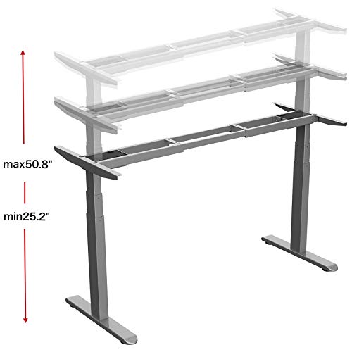 AIMEZO Electric Stand Up Desk Frame w/Dual Motor 3 Tiers Legs Smart Height Adjustable Standing Desk Base Home Office DIY Ergonomic Workstation (Gray)