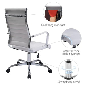 Walmokid Office Task Chair Set of 6, Ergonomic Leather Conference Room Chairs White