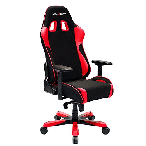DXRacer OH/KS11/NR King Series Black and Red Fabric Gaming Chair - Includes 2 Free Cushions