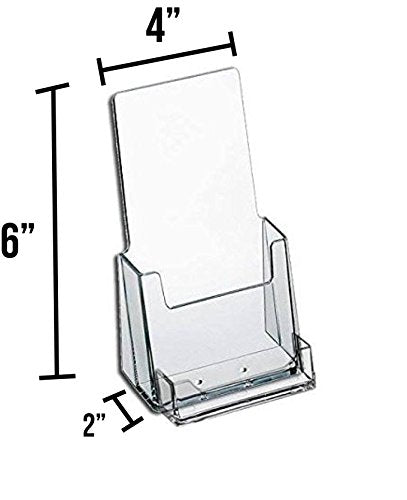 Source One Premium Counter Top Acrylic Clear Brochure Holder with Business Card Holder 4 Inch Wide (S1-CT-TRIWBC) (60 Pack)