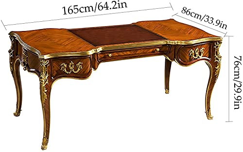 Retro Solid Wood Computer Desk Pure Copper Carved Boss Desk 64.2X33.9X29.9Inches
