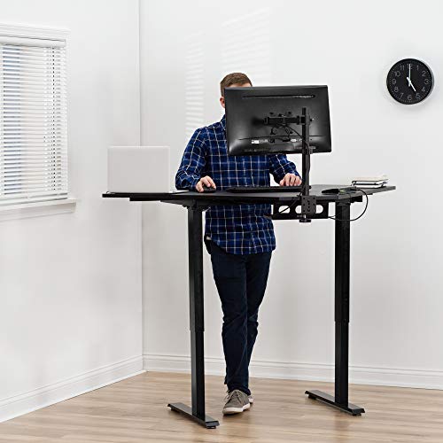 VIVO Electric Height Adjustable 47 x 47 inch Corner Stand Up Desk, Black 3-Piece Table Top, Black Frame, Complete Standing Workstation, DESK-E1L94B