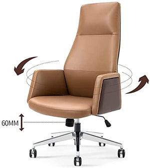 CBLdF Cowhide Boss Chair, High Back Managerial Executive Seat, Ergonomic Office Chair - Brown/Red