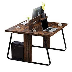 HOVEYY Two Person Desk, Double Workstation Office Desk with Divider Industrial Computer for Home Office Writing Study Work
