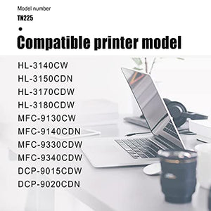 [6 Pack,3BK+1C+1M+1Y] TN225BK TN225C TN225M TN225Y Toner Cartridge Replacement for Brother HL-3140CW 3150CDN MFC-9130CW 9140CDN DCP-9015CDW Printer Toner Cartridge