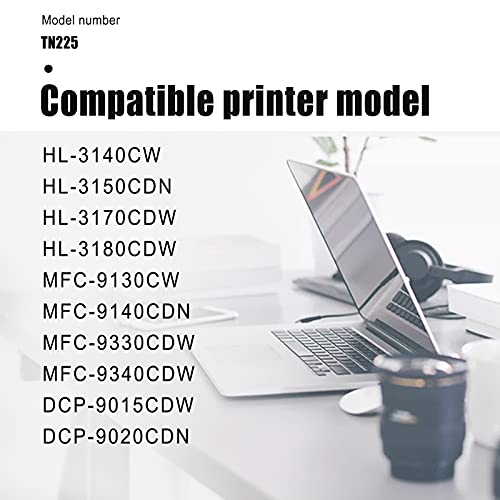 [6 Pack,3BK+1C+1M+1Y] TN225BK TN225C TN225M TN225Y Toner Cartridge Replacement for Brother HL-3140CW 3150CDN MFC-9130CW 9140CDN DCP-9015CDW Printer Toner Cartridge