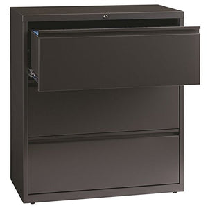 Hirsh HL8000 Series 36" Wide 3 Drawer Lateral File Cabinet in Charcoal