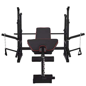 DD-upstep Weight Bench - with Strength Training Equipment Press Squat Rack Barbell Rack | Squat Rack Weightlifting Bench Full-Body Workout Equipment | Olympic Weight Bench【US Stock】