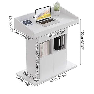 BGEDL Podium Stand with Double Drawer - Portable Extra Wide Conference Room Lectern