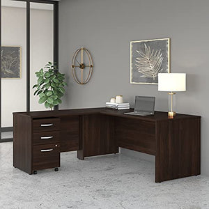 Bush Business Furniture Studio C L Shaped Desk with Mobile File Cabinet and Return, 72W x 30D, Black Walnut