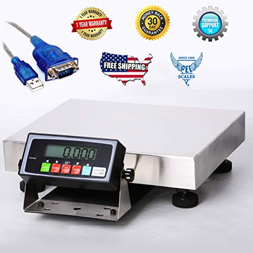 PEC Scales Stainless Steel Bench Scale, Warehouse Industrial Shipping Scale with Accurate Digital Indicator, Capacity/Accuracy 130x0.002lb with Wide Platform