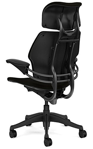 Humanscale Freedom Office Desk Chair with Headrest and Gel Seat, Graphite Frame Black Wave Fabric, Standard Casters