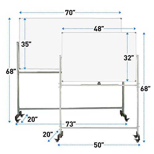 Rolling Whiteboard - 70" X 35"- Mobile Whiteboard Dry Erase Board & Double Sided with Stand- Rolling White Board on Wheels for School, Home, Office, Classroom, Homeschool