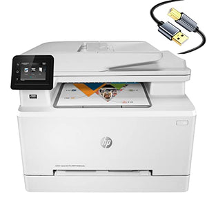 HP Laserjet Pro MFP M283cdwD All-in-One Wireless Color Laser Printer, White - Print Scan Copy Fax - 22 ppm, 2.7" Touchscreen, Auto 2-Sided Printing, 50-Sheet ADF, Ethernet, Cbmou Printer_Cable
