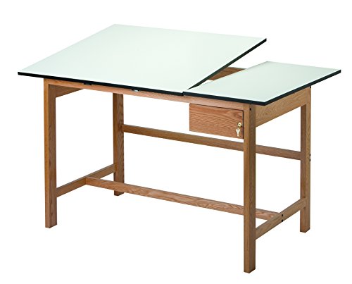Alvin WSB60 Titan II Split Top Solid Oak White Top Drafting Table