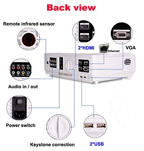 Gzunelic 4200 lumens Android WiFi 1080p Video Projector LCD LED Full HD Theater Bluetooth Proyector Wireless Mirror to Smart Phones by Airplay or Miracast 2 HDMI 2USB Ethernet Ports Ideal for Home