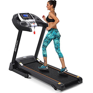 ANCHEER Folding Treadmill for Home Use, 2.25HP Electric Running, Jogging & Walking Machine with Bluetooth APP & Pulse Sensor, 2-Level Incline Adjustable 12 Preset Programs Compact Foldable