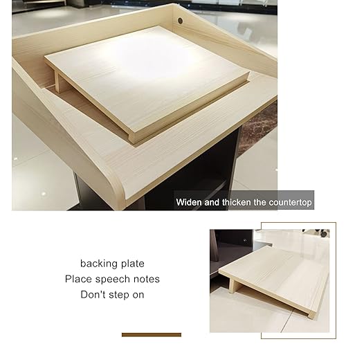 YUZES Wood Lectern Podium Stand with Storage Shelf