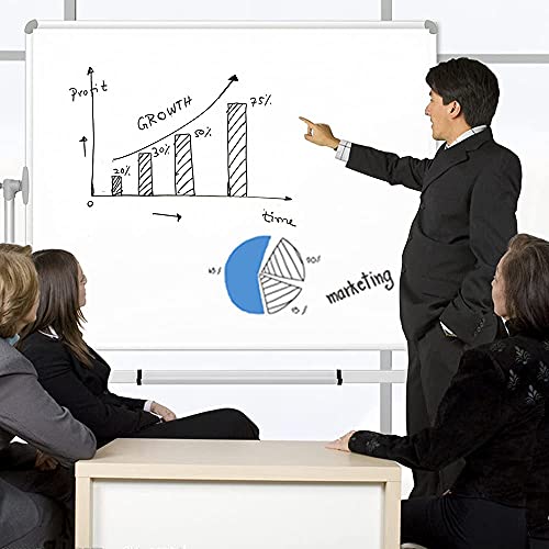 VIZ-PRO Double-Sided Magnetic Mobile Whiteboard, 60 x 36 Inches, Steel Stand