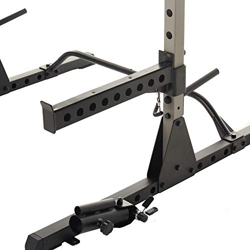 Fitness Reality Multi-function, Adjustable Power Rack Squat Stand with J-Hooks, landmine, and weight storage attachment (2809)