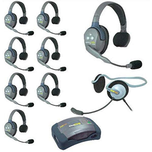 EARTEC HUB9SMON Ultralite 9-Person Headset System with 8 ULSR and 1 Monarch Headset