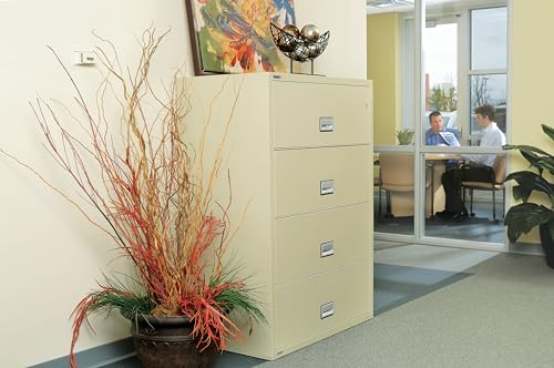 PHOENIX SAFE INTERNATIONAL LLC Fireproof 4-Drawer Lateral File Cabinet 31" Key Lock Putty LAT4W31P