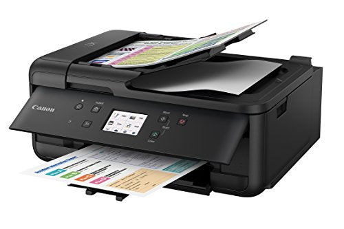 Canon PIXMA TR7520 All-In-One Wireless Home Photo Office All-In-One Printer with Scanner, Copier and Fax: Airprint and Google Cloud Compatible, Black, Works with Alexa